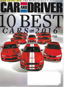 CAR & DRIVER 2016 JAN - 10 BEST CARS OF '16, '17 ACURA NSX, BMW X6 M v GLE53 S